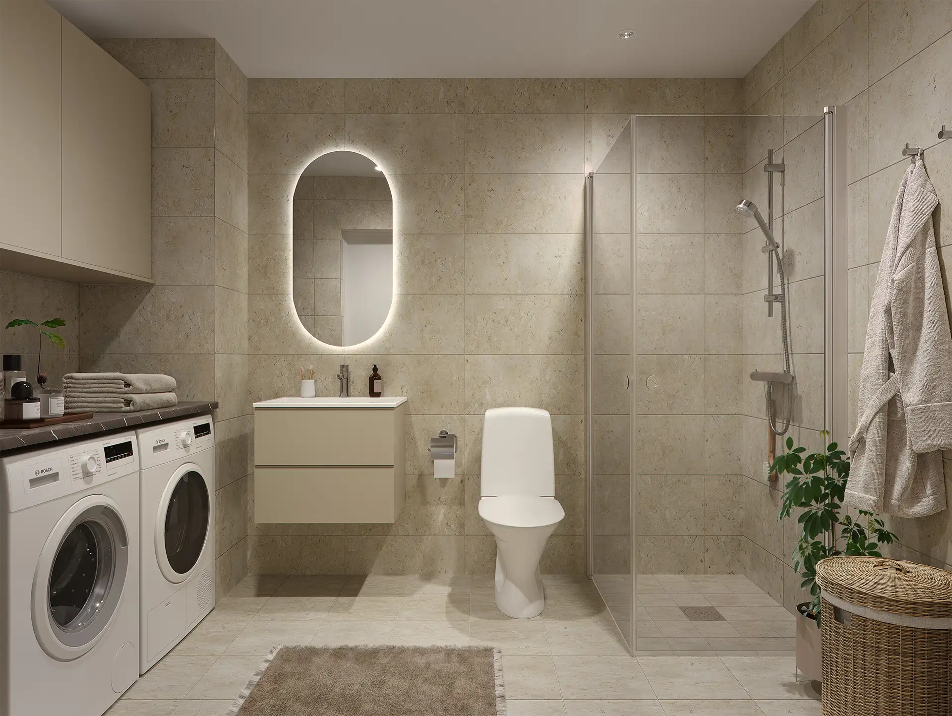 Badrum i inredningsstil Puder