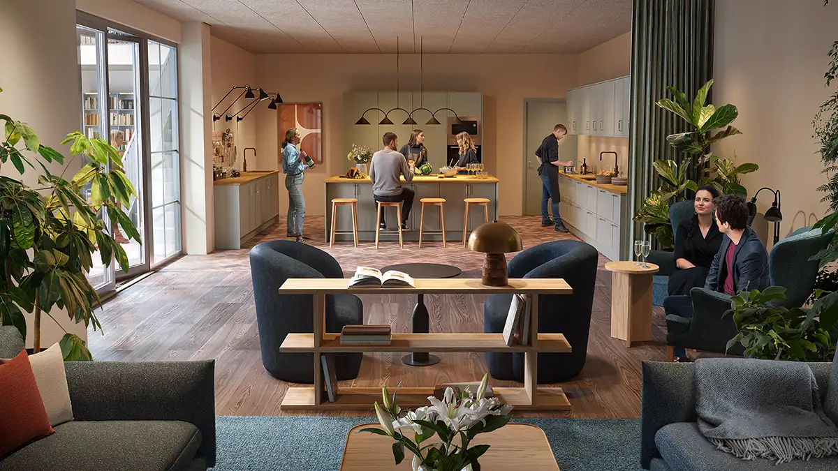 I festlokalen i loungens inre finns plats för långbord och extra många gäster