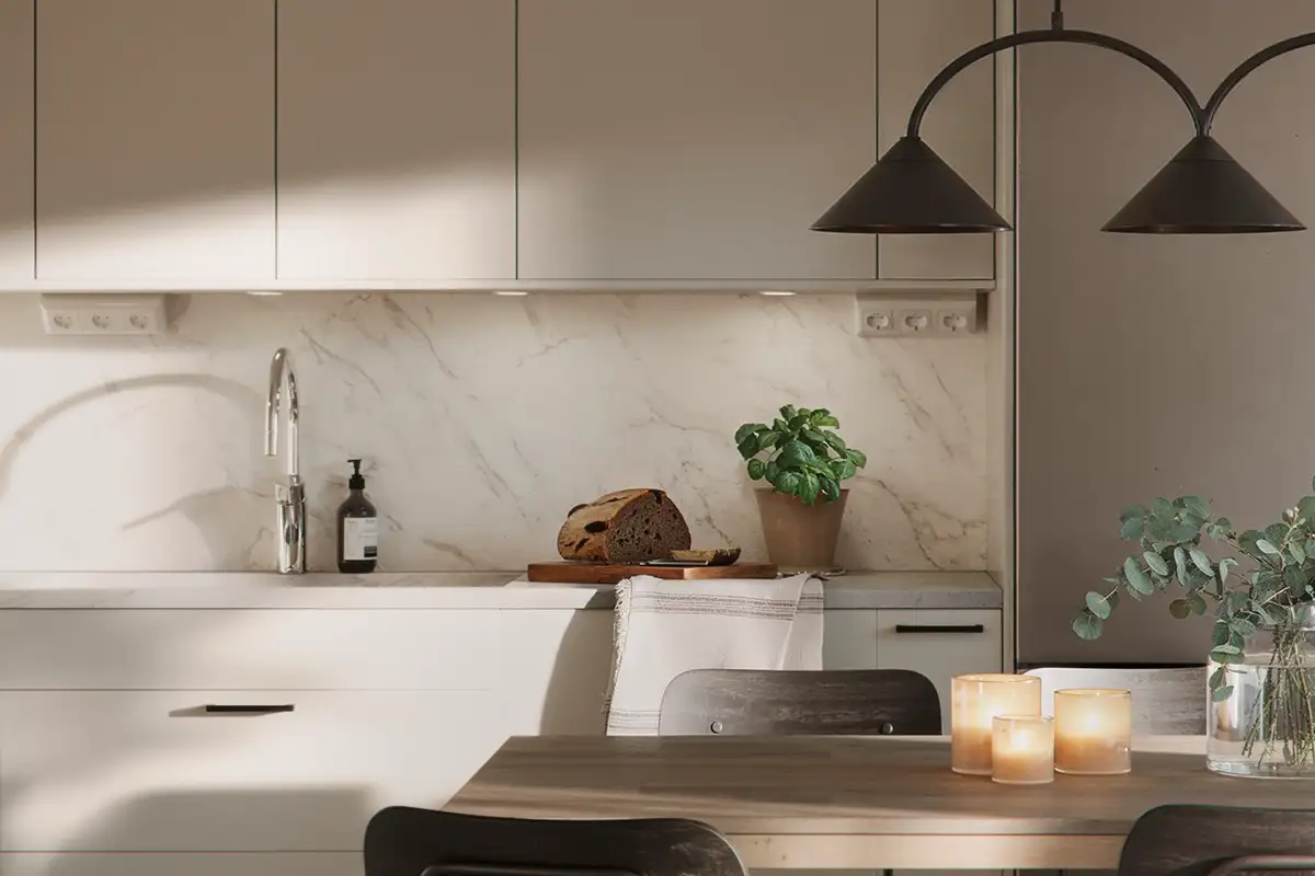 Köksdetalj i inredningsval Skymning